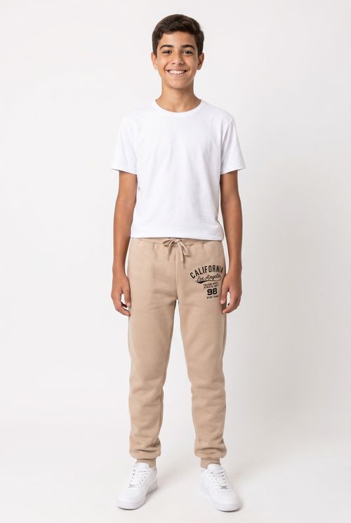 Calça Jogger Infantil Bege California em Moletom