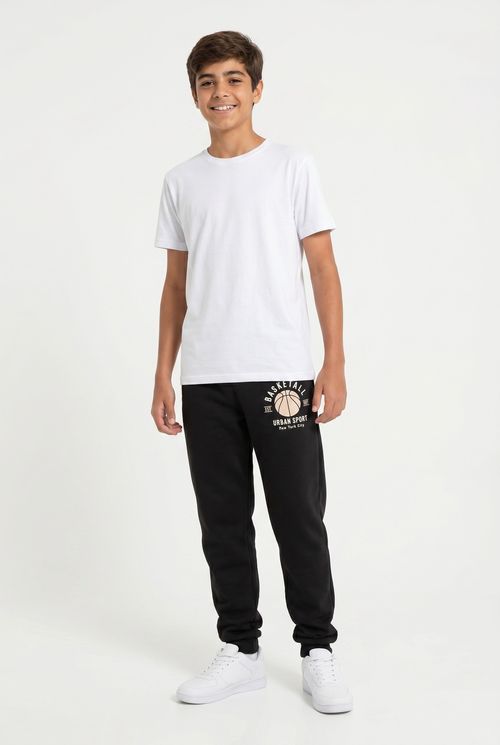 Calça Jogger Infantil Menino Preta Basketball Urban Sport