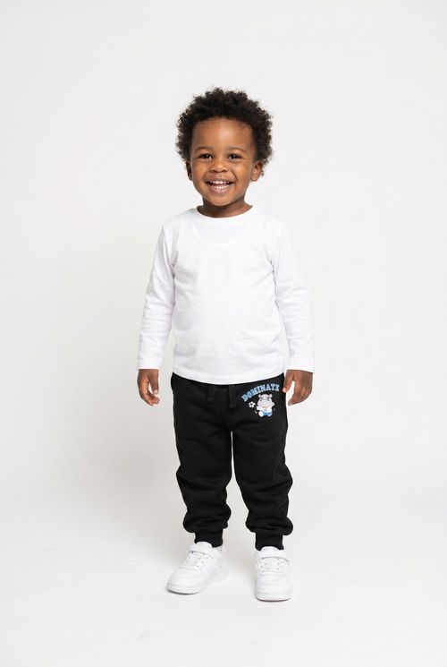Calça Jogger Infantil Preta Estampa Bichinho