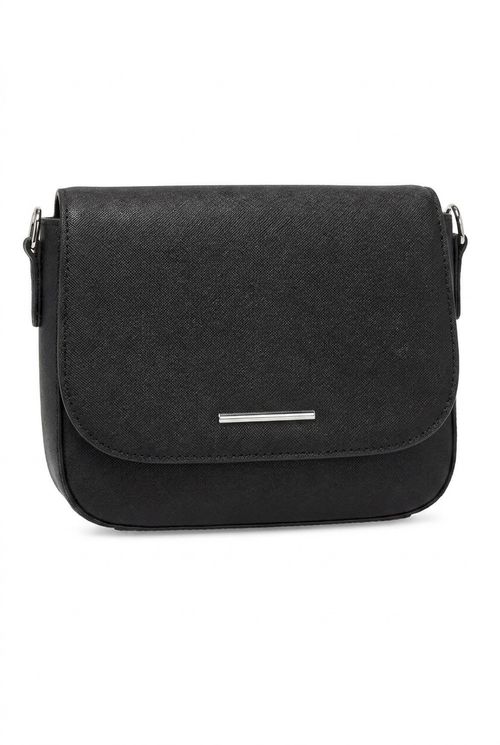 Bolsa Tiracolo Feminina Estruturada Preta com Detalhe