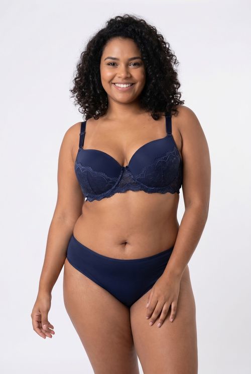 Sutiã Feminino com Aro e Renda Elegance Azul Marinho
