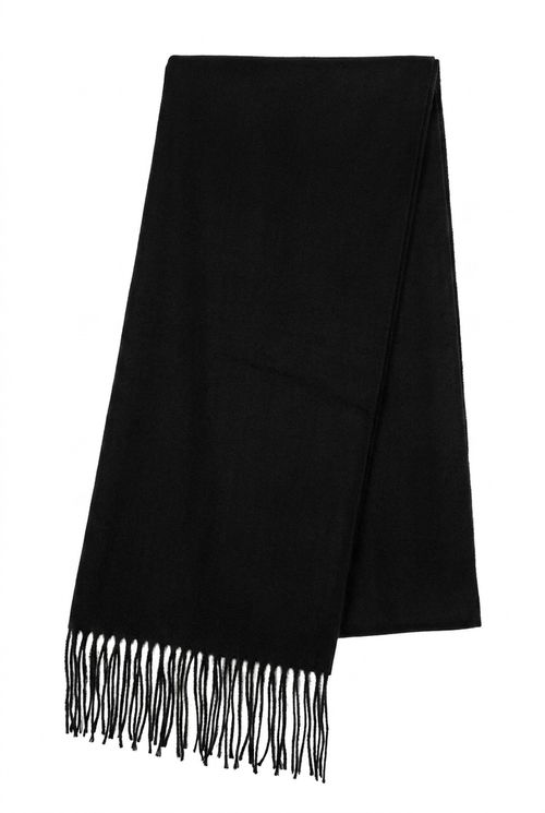 Pashmina Feminina Clássica com Franjas Preta
