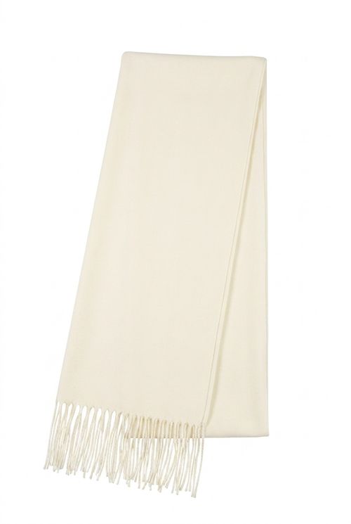 Pashmina Feminina Clássica Off White com Franjas