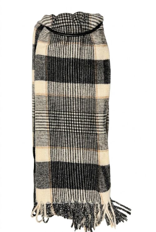 Pashmina Feminina Xadrez com Lurex Preto e Branco