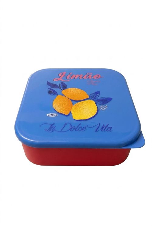 Necessaire Porta-Lanches Infantil Azul Estampa Limão