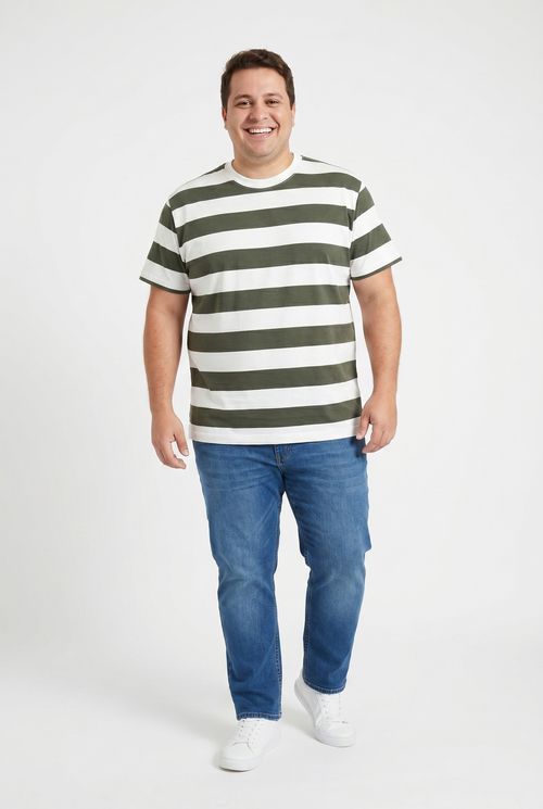 Camiseta masc super listras verde medio verde medio