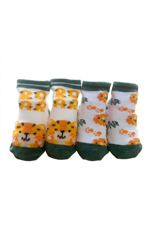 Kit 2 Pares Meias Infantis Estampa Leãozinho Roar