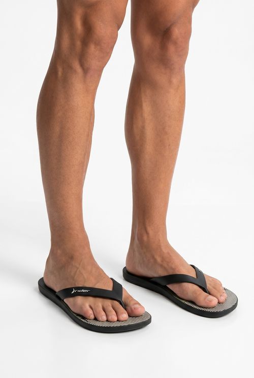 Chinelo Masculino Rider Graphics Listrado Preto