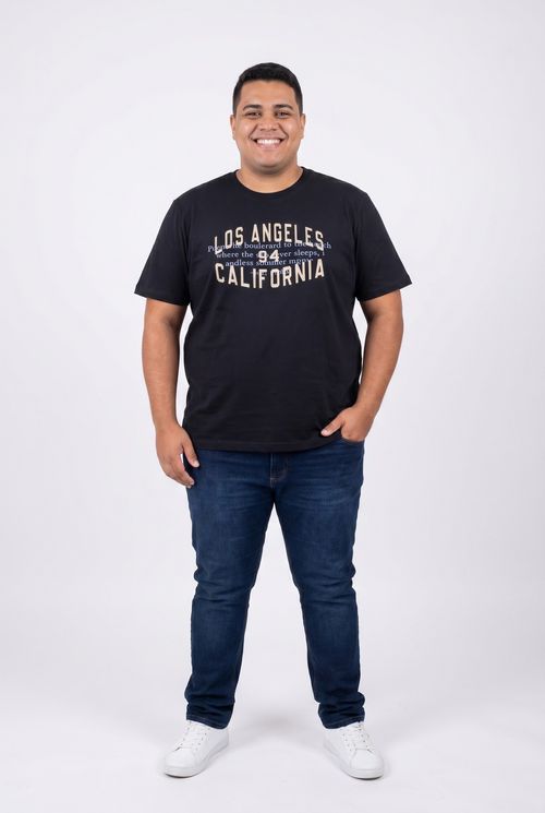 Camiseta Masculina Preta Estampa Los Angeles