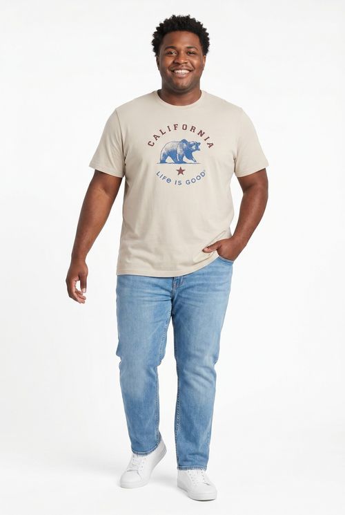 Camiseta Masculina Bege Estampa California Urso