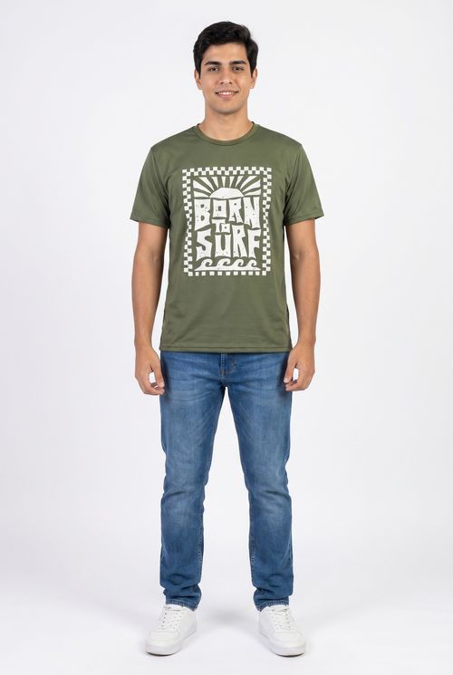 Camiseta Masculina Verde Born to Surf