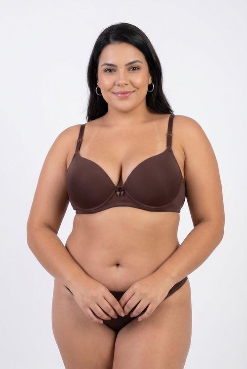 Sutiã Push-Up Feminino com Renda Marrom