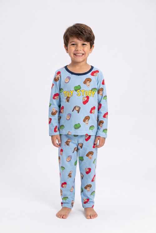Pijama Infantil Menino Azul Manga Longa Toy Story
