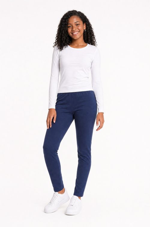 Calça Legging Infantil Menina Algodão Azul Marinho