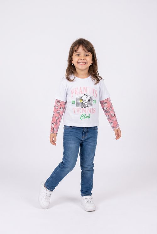 Blusa Infantil Menina Off White Snoopy Tennis Club