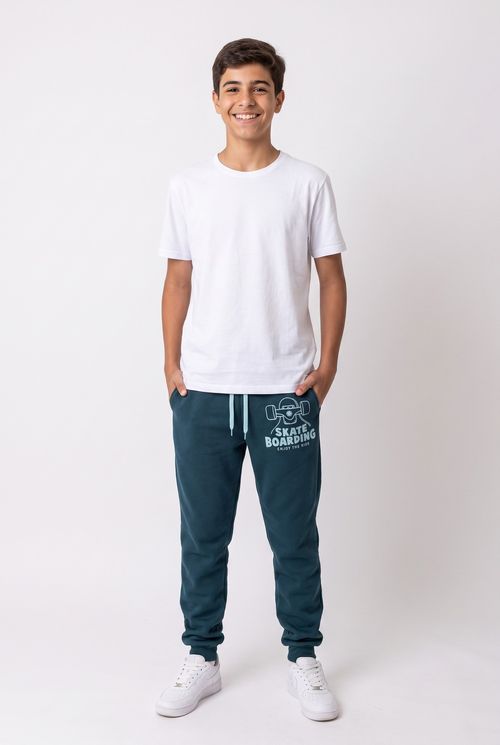 Calça Jogger Infantil Menino Verde Skateboarding
