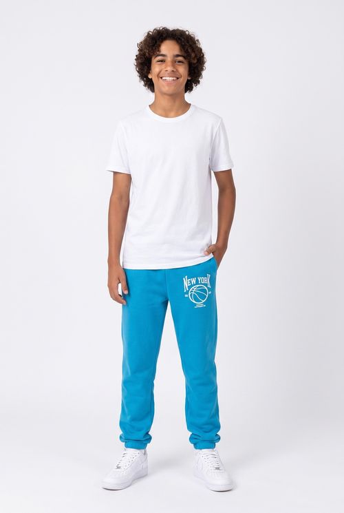 Calça Jogger Infantil Menino Azul New York Moletom