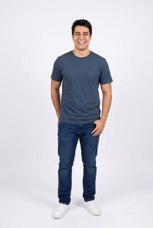 Camiseta Masculina Algodão Peruano Azul Marinho