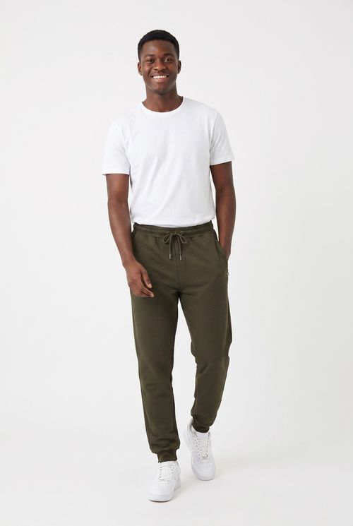 Calça Jogger Masculina Malha Texturizada Verde Militar