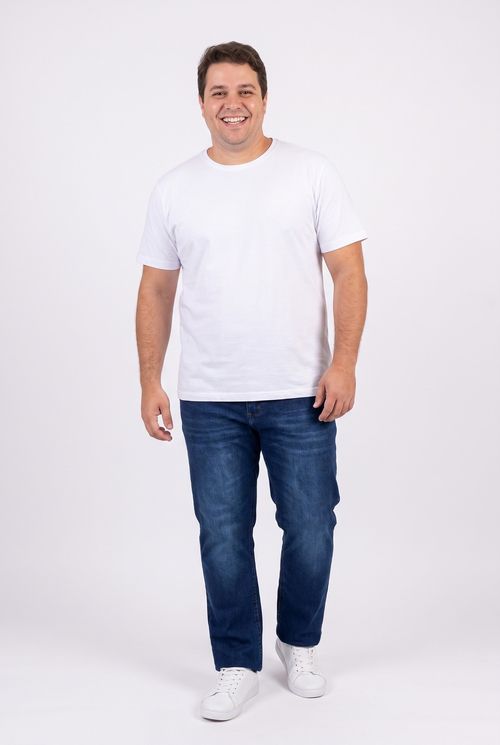 Calça Jeans Masculina Plus Size Reta Azul Escuro