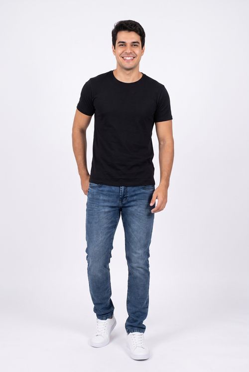 Calça Jeans Masculina Reta Azul Médio