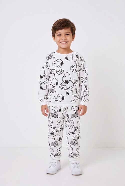 Conjunto Infantil Snoopy Off-White Estampado