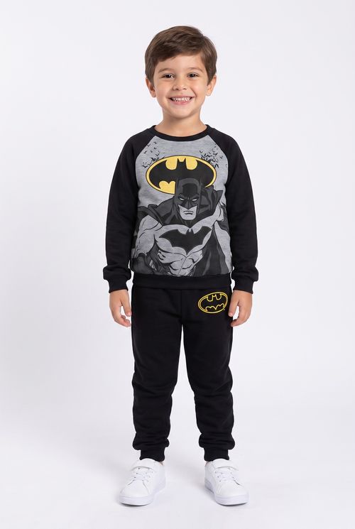Conjunto Infantil Menino Moletom Preto Batman