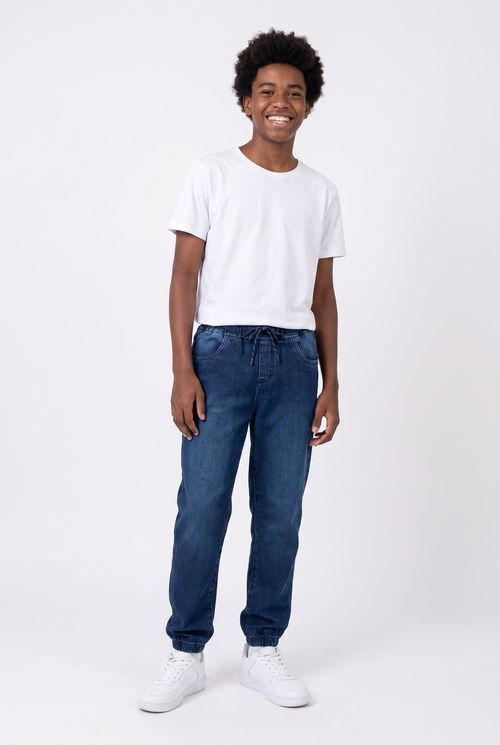 Calça Jeans Jogger Infantil Azul Médio