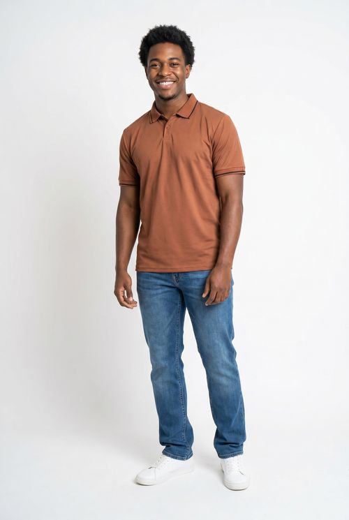 Polo dots masc prom coconut shell marrom medio