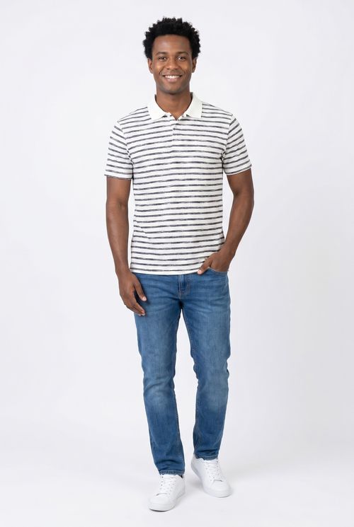 Polo masc casual fav silk listra az off white