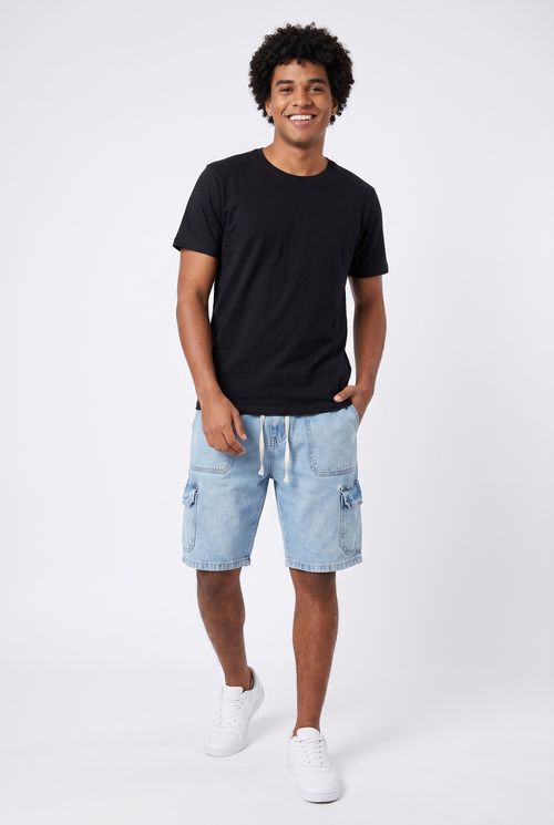 Bermuda masc aj 75463 jns baggy cargo md jeans azul medio