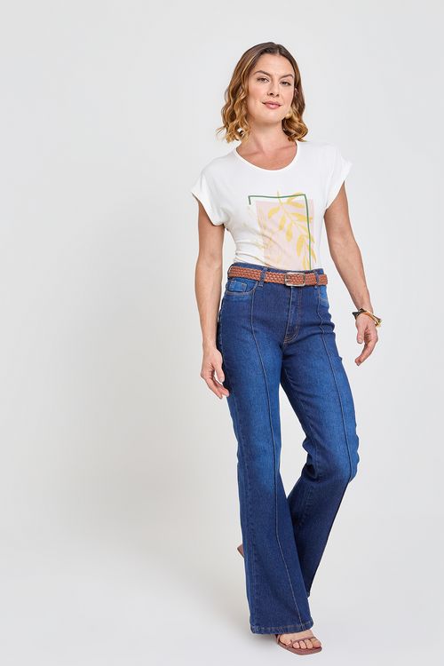 Calca fem promo 80542 jns flare friso md jeans medio