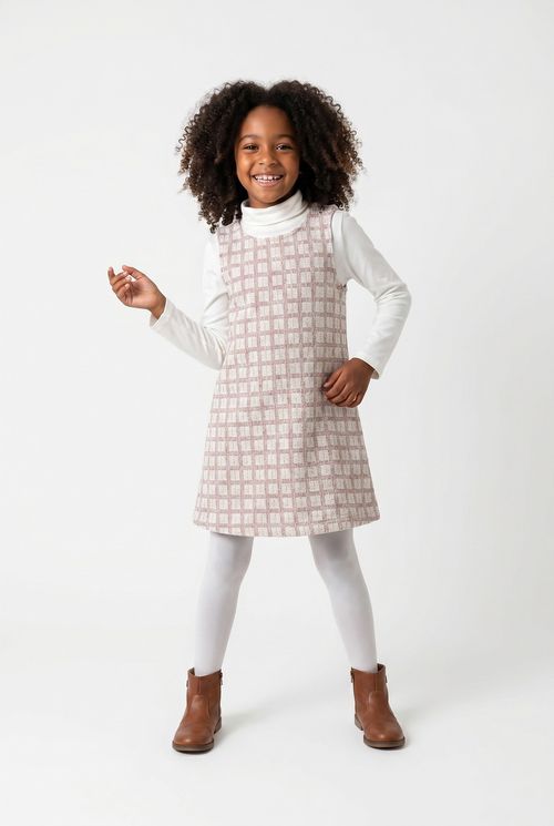 Conjunto Infantil Bege 4-8 anos Tweed Texturizado