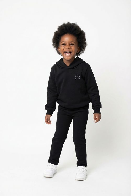 Blusa Infantil Menina Moletom com Capuz e Laço Preta