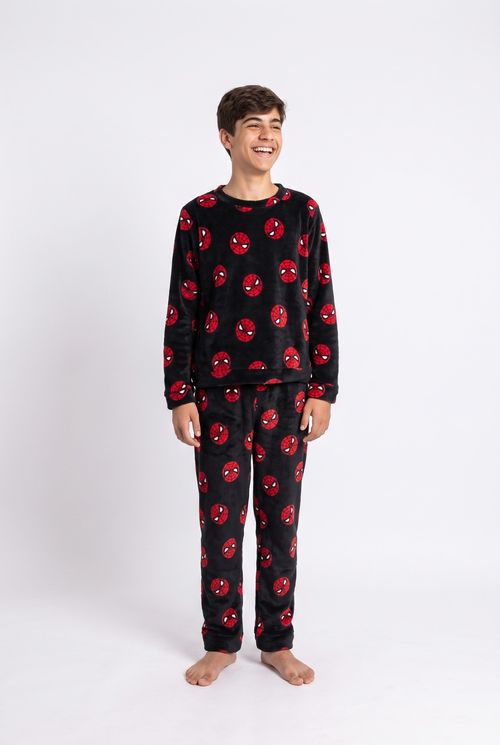 Pijama Infantil Menino Pelúcia Preto Homem-Aranha