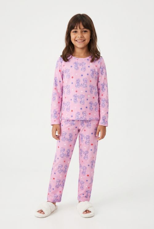 Pijama Infantil Menina Rosa Frozen em Polybrush