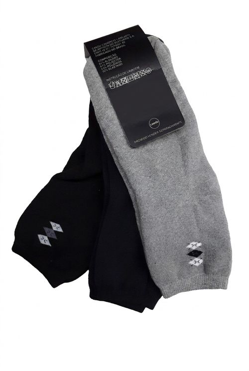 Kit Meias Masculinas Cano Longo Atoalhadas Geométrica 39-43