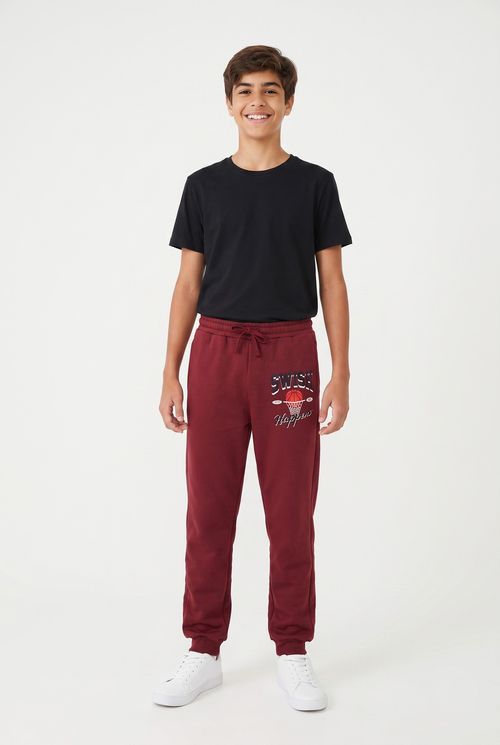 Calça Jogger Infantil Menino Vinho Basketball