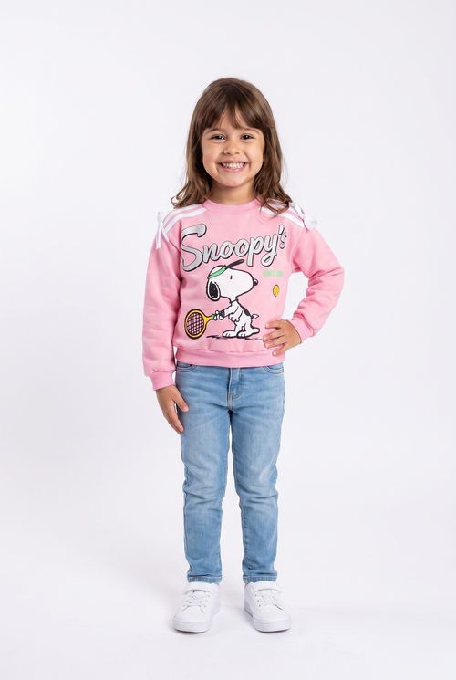 Moletom Infantil Menina Rosa Snoopy Tennis com Laços