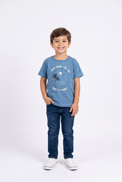 Camiseta Infantil Menino Azul Claro Estampa California