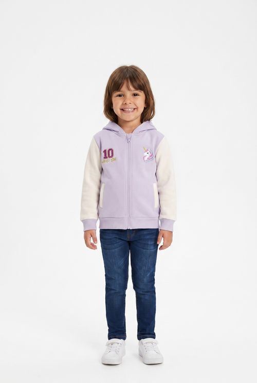 Jaqueta Bomber Infantil Menina Lilás Unicórnio