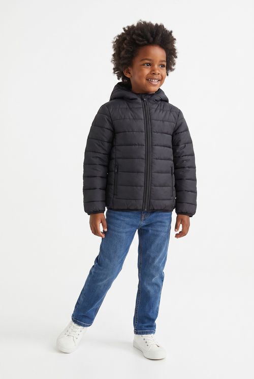 Jaqueta Infantil Puffer com Capuz Preta