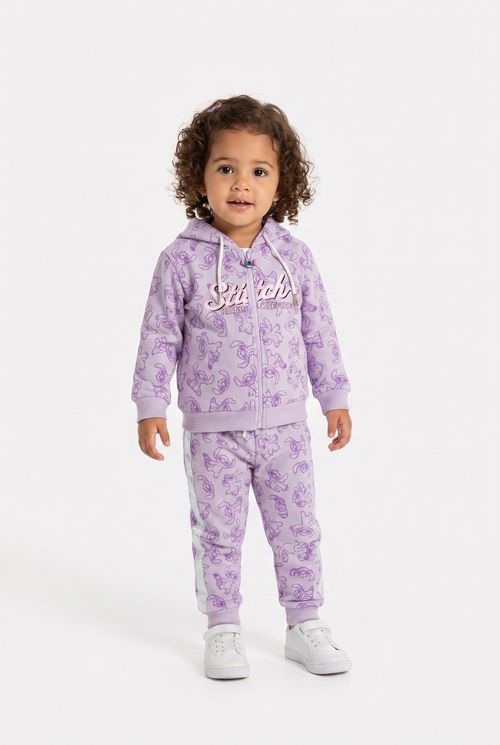 Conjunto Infantil Menina Lilás Stitch Moletom Felpado