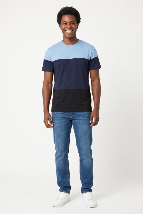 Camiseta Masculina Color Block Azul