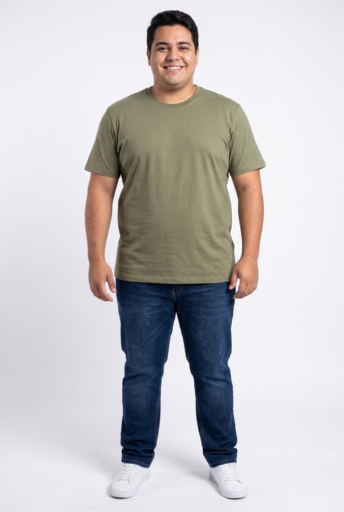 Camiseta Masculina Básica 100% Algodão Verde Oliva