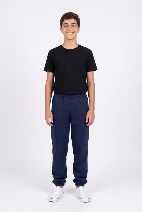Calça Jogger Infantil Moletom Azul Marinho