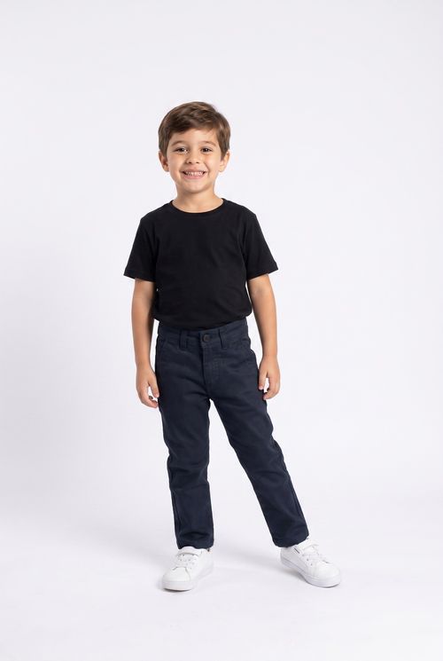 Calça Infantil Sarja Chino Reta Azul Marinho