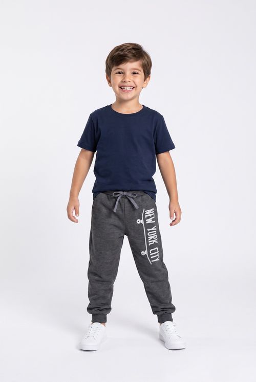 Calça Jogger Infantil Menino Cinza New York City