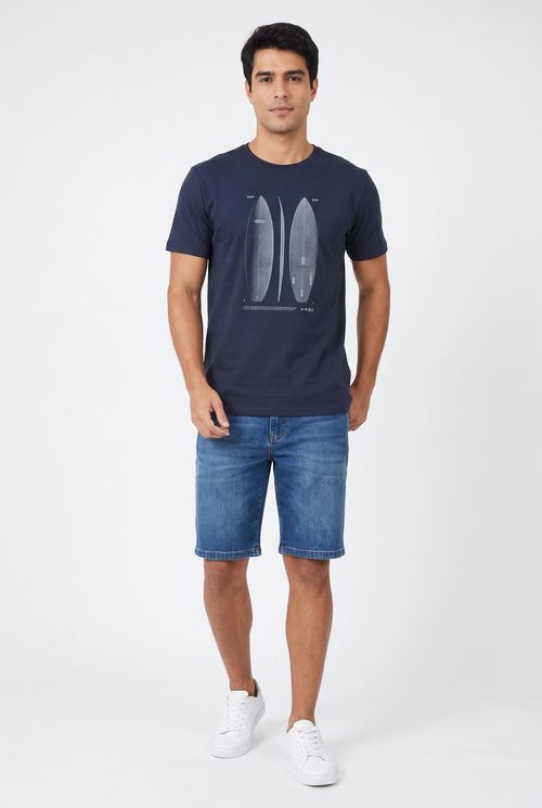 Camiseta Masculina Azul Marinho Estampa Surf Board