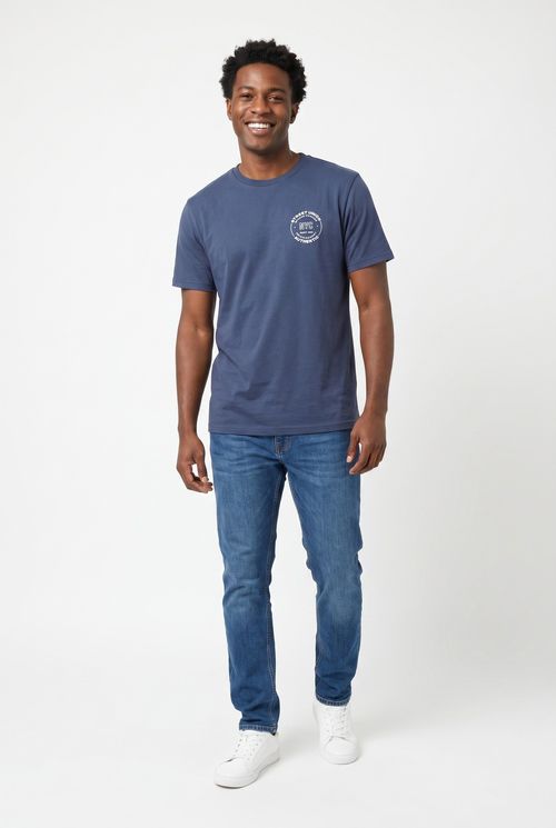 Camiseta Masculina Azul Estampa NYC Street Union